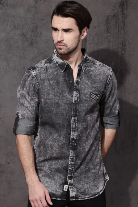 Slim Fit Faded Denim Shirt
