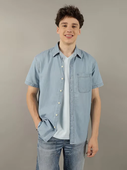 Short Sleeve Denim Button Shirt
