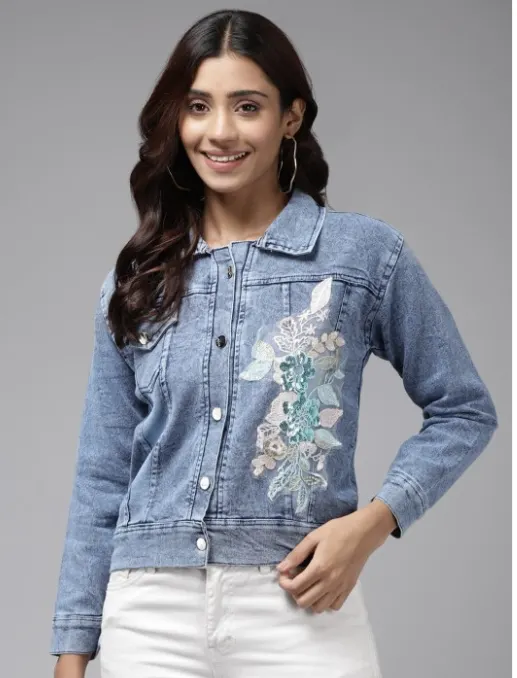 Floral Patchwork Denim Jacket