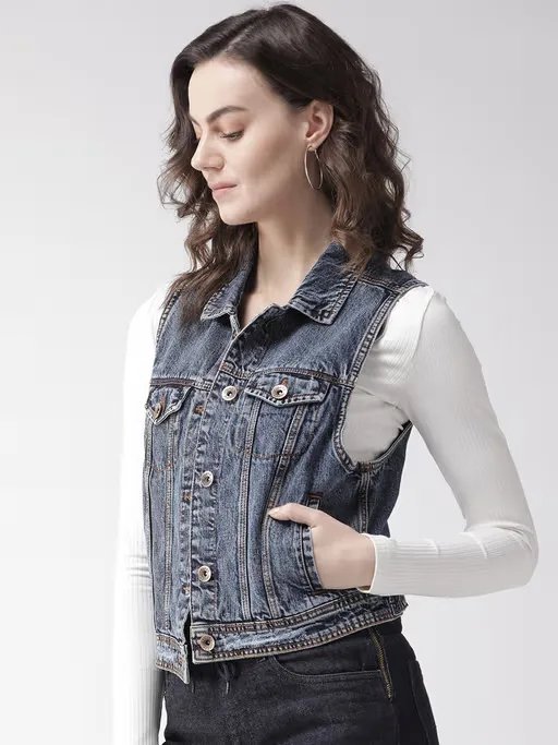 Blue Washed Sleeveless Denim